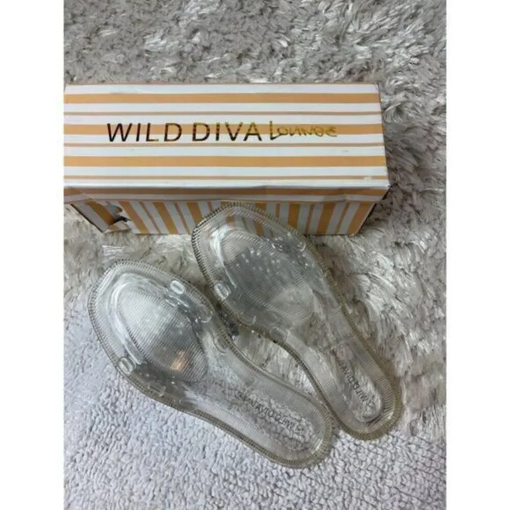 Wild Diva On The Bright Side Embellished Flat Sandals Clear Size‎ 7